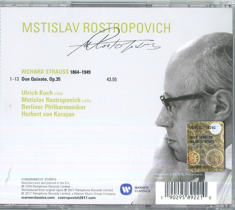 Mstislav Rostropovic( Violoncello), Ulrich Koch( Viola), Herbert Von Karajan - Don Quixote Cd 0190295892210