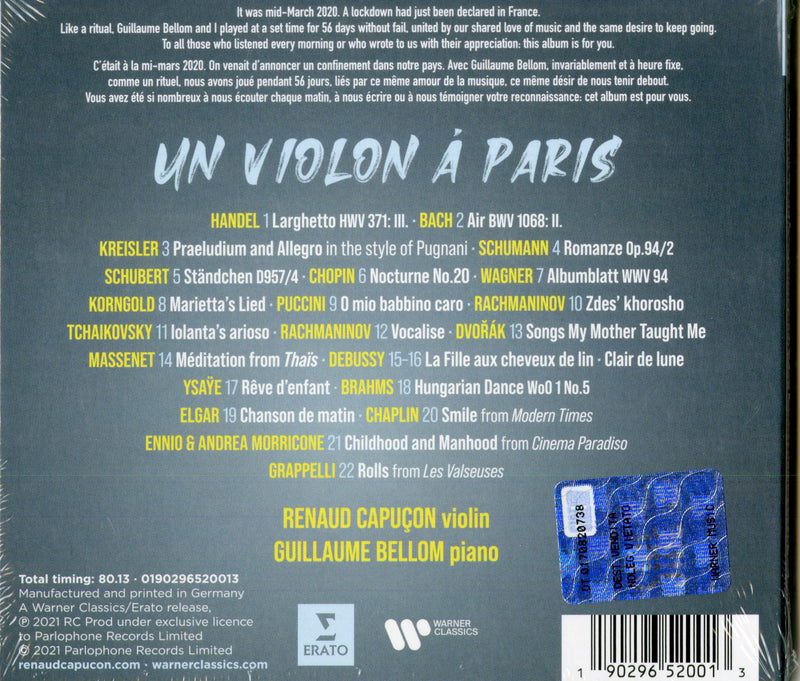 Renaud CapuÃ§on - Un Violon Ã€ Paris Cd 0190296520013