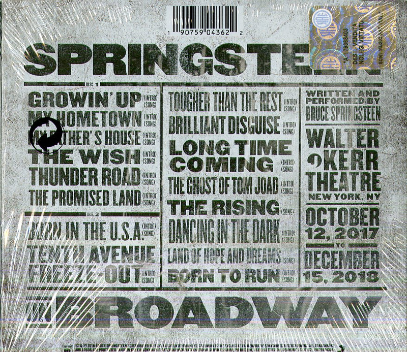 Springsteen Bruce - Springsteen On Broadway CD 0190759043622