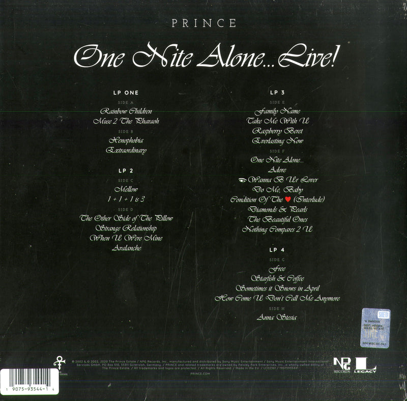 Prince - One Nite Alone...Live! (4 Lp Purple Vinyl) Vinile LP - Vinyl record 0190759354414
