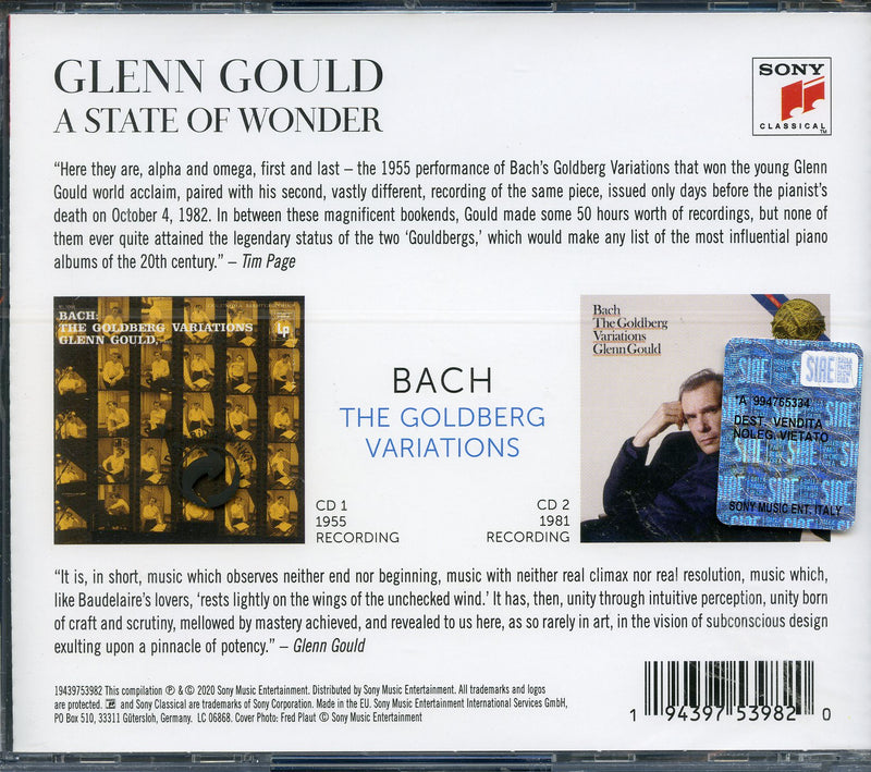 Gould Glenn - Glenn Gould - A State Of Wonder - The Complete Goldberg Variations Cd 0194397539820