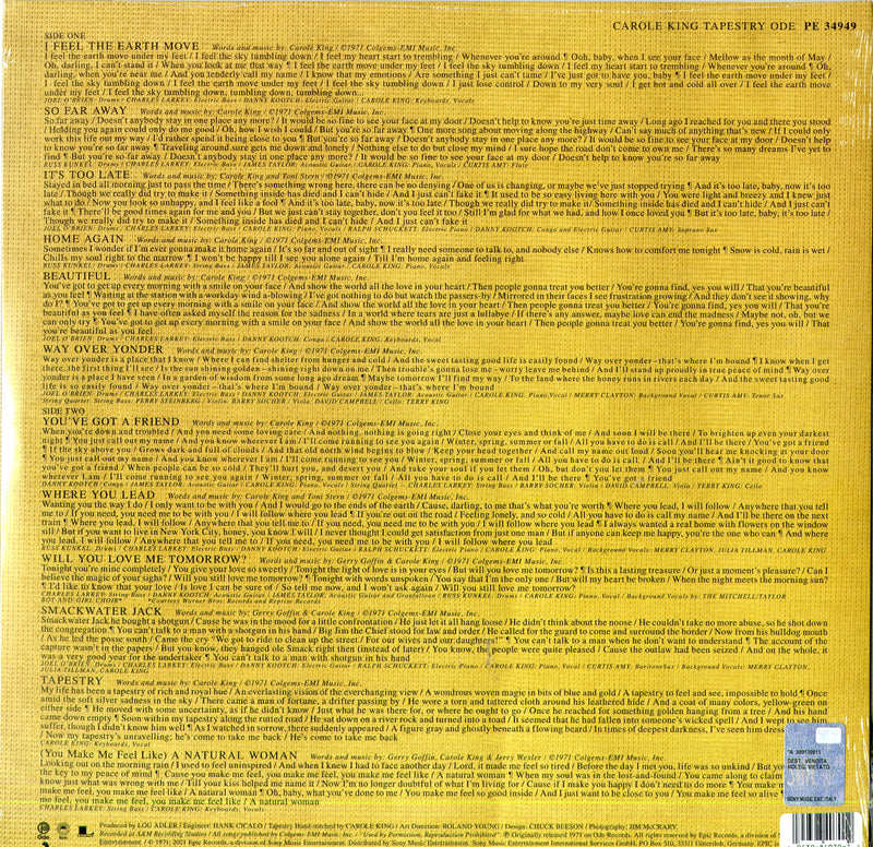 King Carole - Tapestry (Vinyl Black) Lp 0194398407012