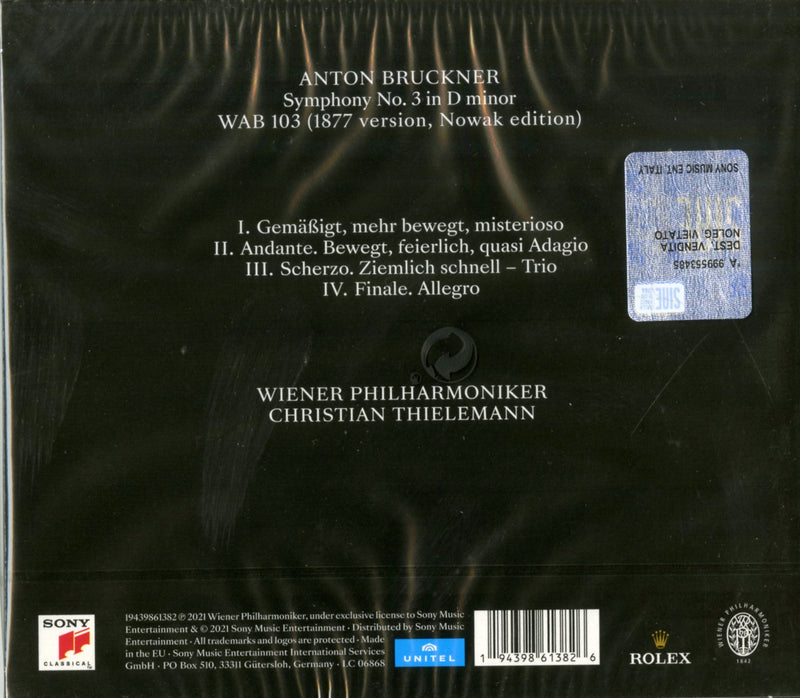 Christian Thielemann & Wiener Philharmon - Bruckner Symphony No. 3 In D Minor Wab 103 (Edition Nowak) CD 0194398613826