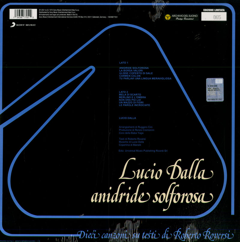 Dalla Lucio - Anidride Solforosa (Vinile Blu) Lp 0194398770512