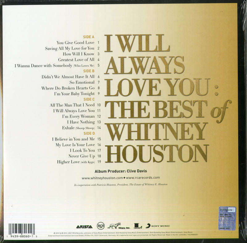 Houston Whitney - I Will Always Love You The Best Of Whitney Houston Lp 0194398806013