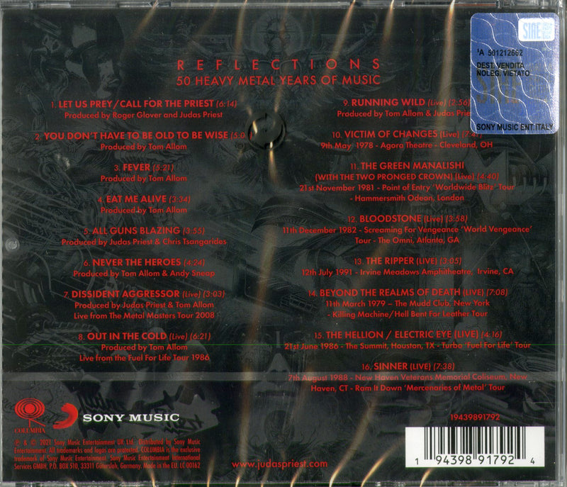Judas Priest - Reflections 50 Heavy Metal Years Of Music Cd 0194398917924