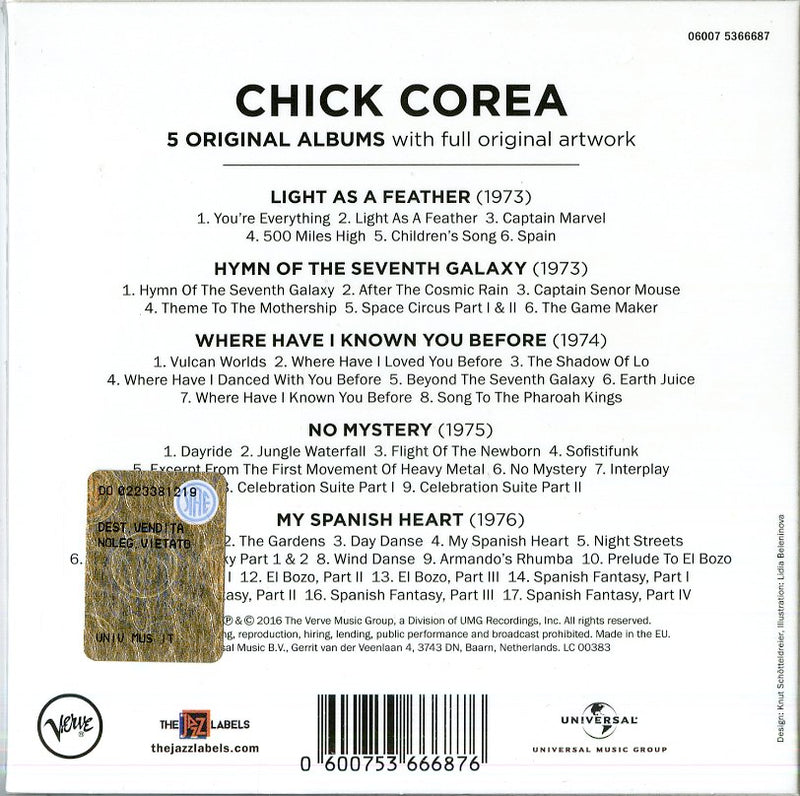 Corea Chick - 5 Original Albums Cd 0600753666876