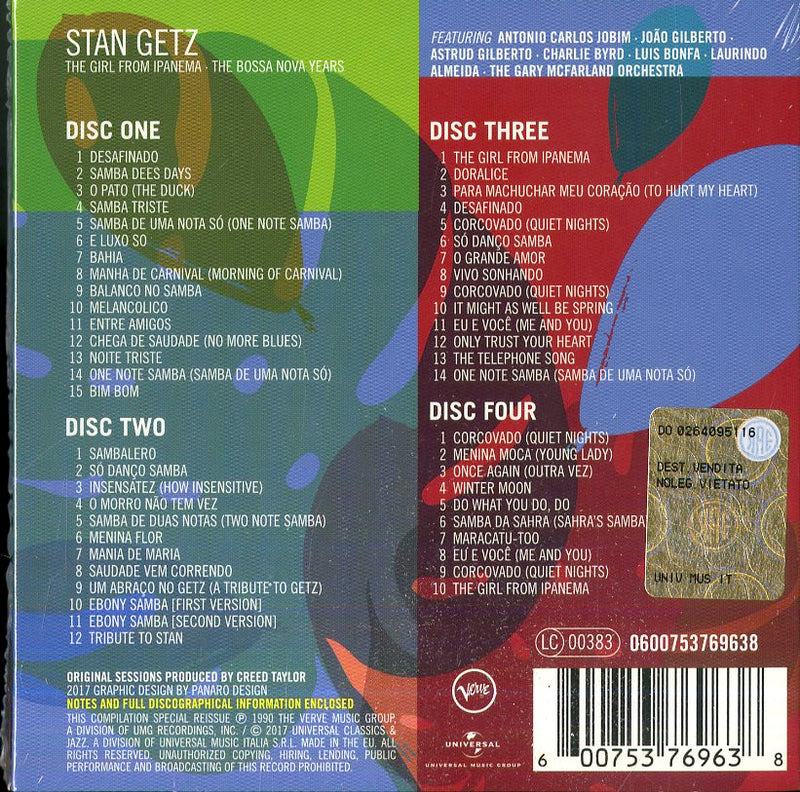 Getz Stan - The Girl From Ipanema The Bossa Nova Years CD 0600753769638