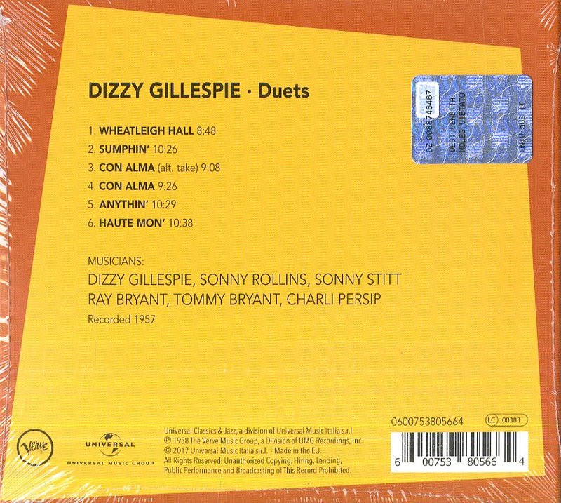 Gillespie Dizzy - Duets Cd 0600753805664