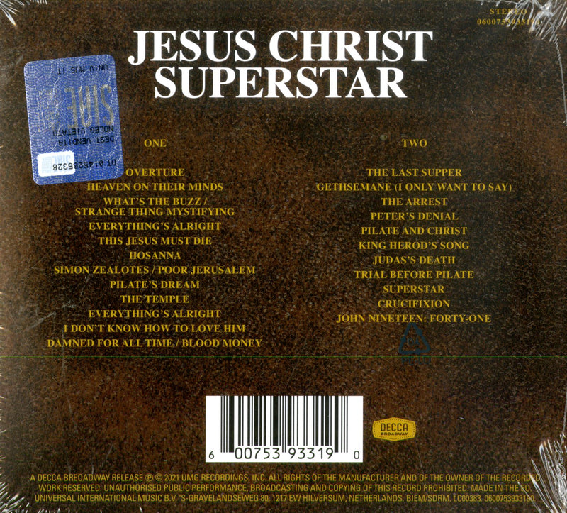 O. S. T. -Jesus Christ Superstar( Webber) - Jesus Christ Superstar (50Th Anniversary Edt. 2 Cd Digipack) Cd 0600753933190