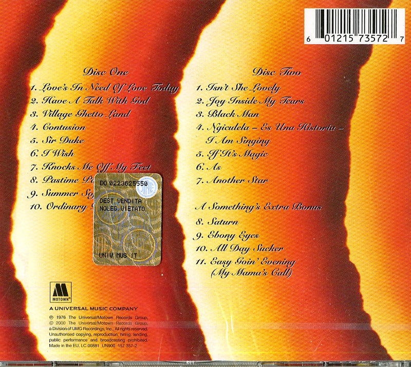 Wonder Stevie - Songs In The Key Of Life Cd 0601215735727