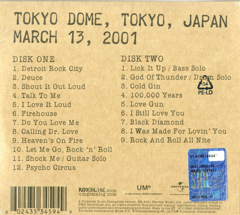 Kiss - Off The Soundboard Tokyo 2001 Cd 0602435345949