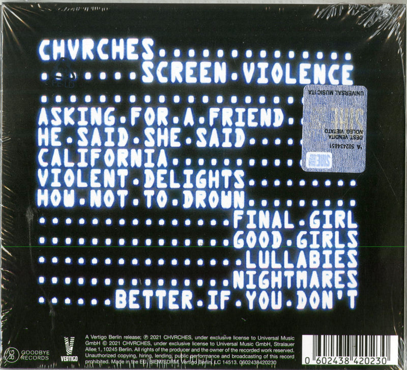 Chvrches - Screen Violence Cd 0602438420230