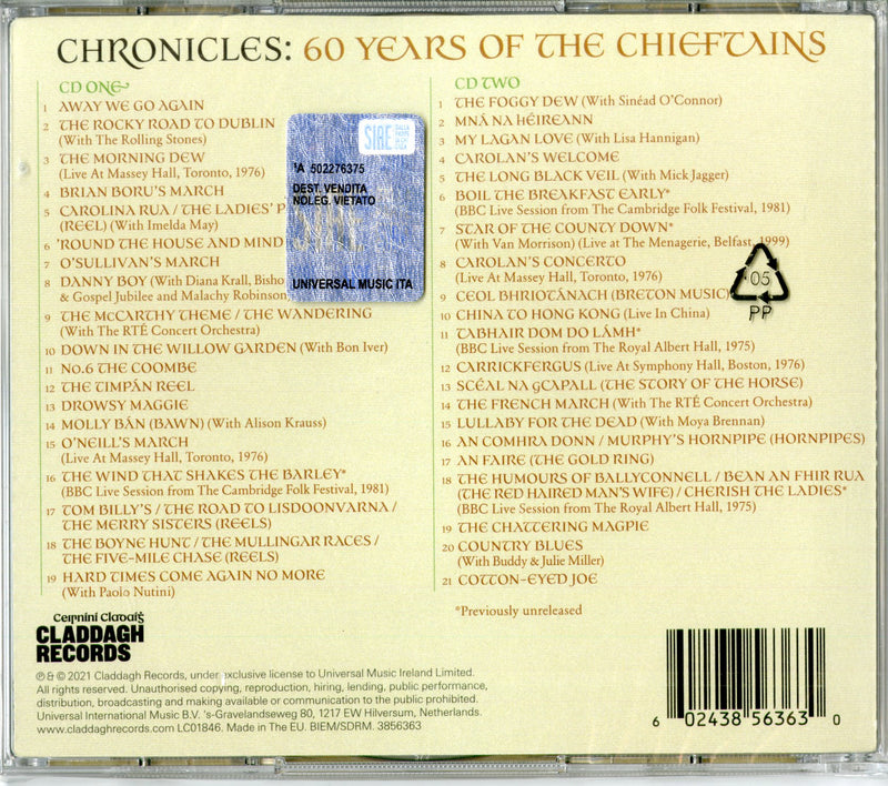 Chieftains - Chronicles 60 Years Of Cd 0602438563630