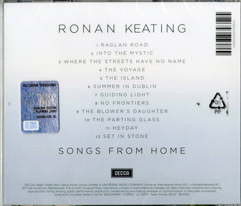 Keating Ronan - Songs From Home Cd 0602438793525