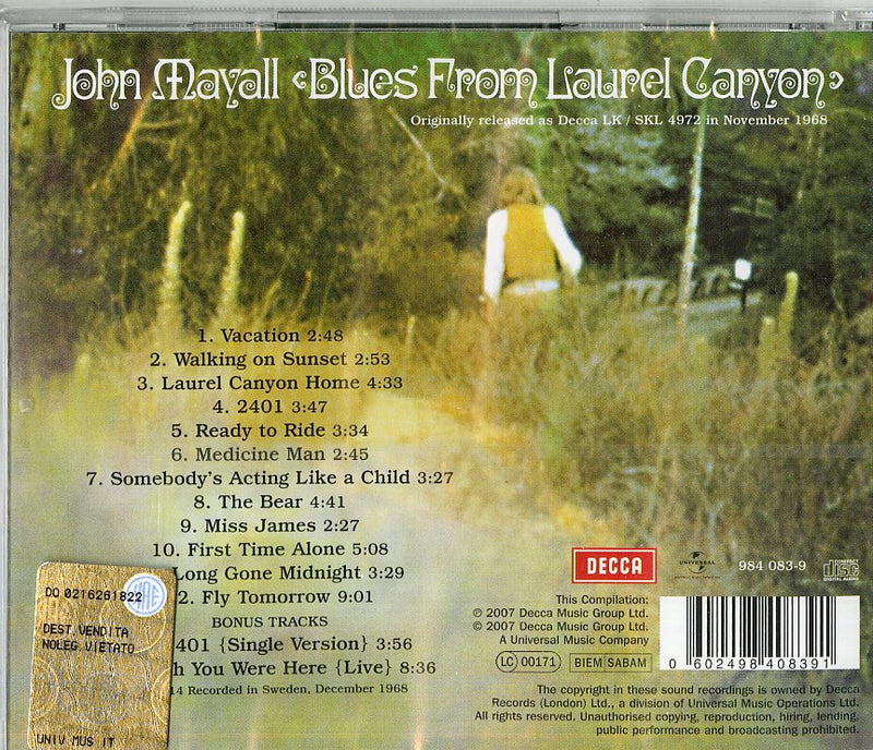 Mayall John - Blues From Laurel Canyon(Remastered Cd 0602498408391
