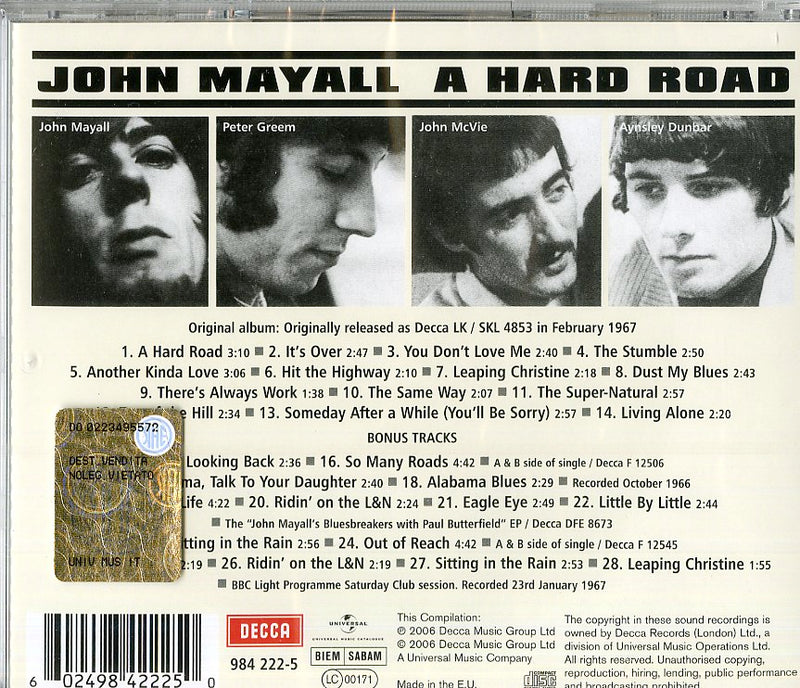 Mayall John - A Hard Road (Rem.) Cd 0602498422250