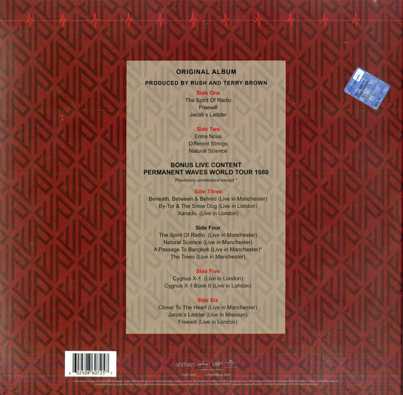 Rush - Permanent Waves (3 Lp Deluxe Edt.) Vinile LP - Vinyl record 0602508607257