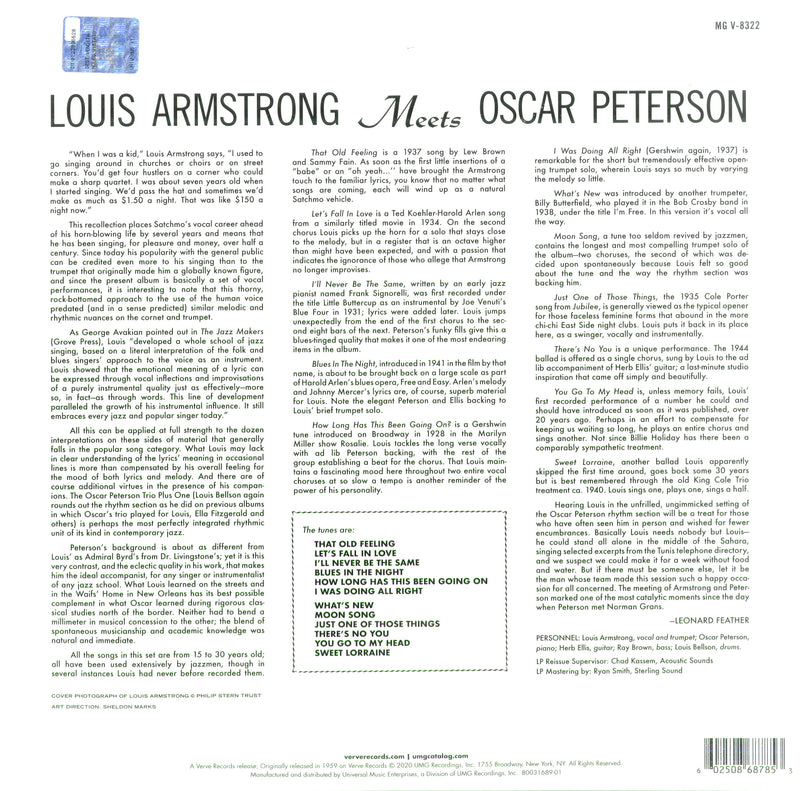 Armstrong Louis & Peterson Oscar - Louis Armstrong Meets Oscar Peteeson (Acoustic Sounds) Vinile LP - Vinyl record 0602508687853