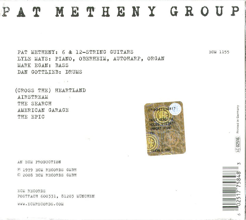Metheny Pat Group - American Garage Cd 0602517758483