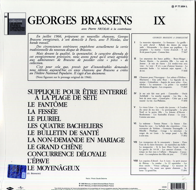 Brassens George - Ix (N.11)...Supplique Pour Un Etre Enterre A La Plage De Sete (1 Lp 30 Cm.) Lp 0602527552644