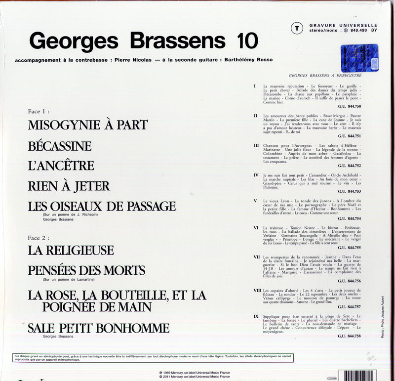 Brassens George - X (N.12)...Misogynie A Part (1 Lp 30 Cm.) Lp 0602527552651