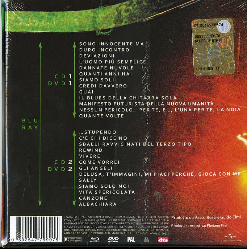 Rossi Vasco - Tutto In Una Notte Live Kom 2015 (2Cd+2Dvd+Bluray) Cd 0602547799975
