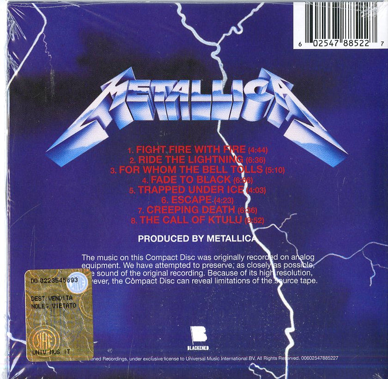 Metallica - Ride The Lightning (Remastered) Cd 0602547885227