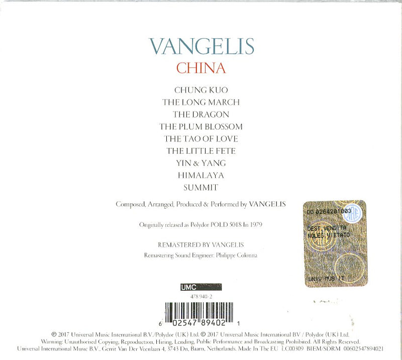 Vangelis - China Cd 0602547894021