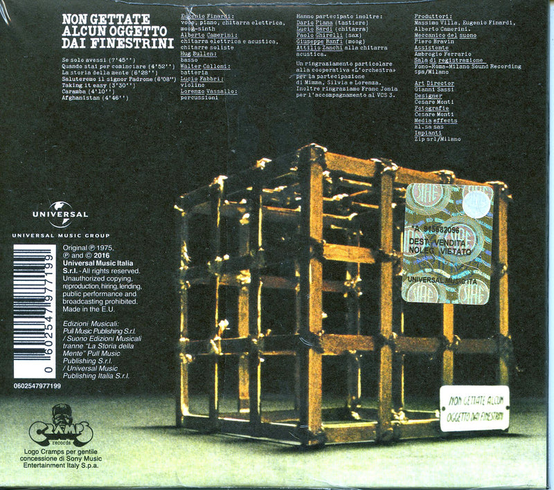 Finardi Eugenio - Non Gettate Alcun Oggetto Dai Finestrini (Remastered Spec.Edt.) Cd 0602547977199