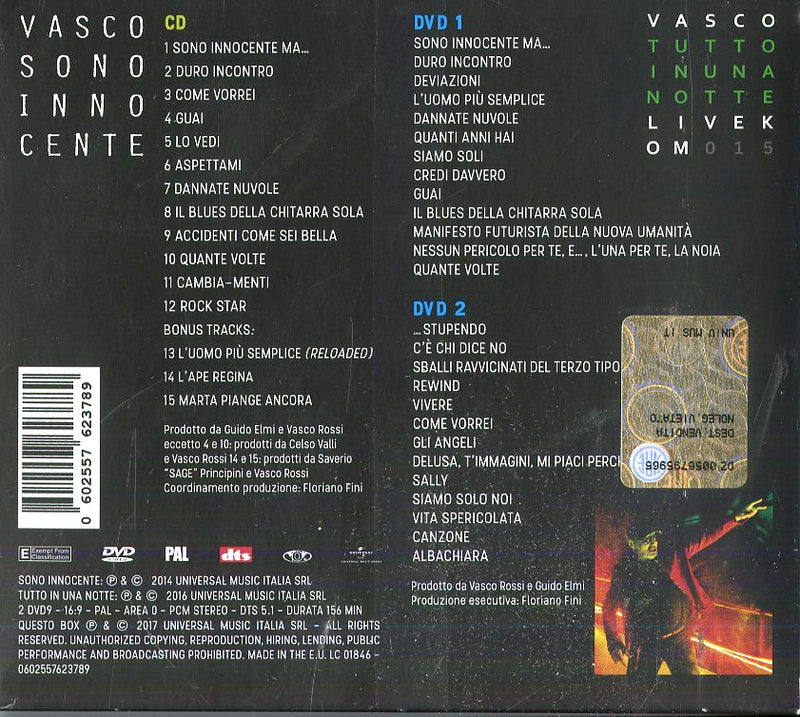 Rossi Vasco - Sono Innocente (Spec.Edt.Cd+2Dvd) Cd 0602557623789