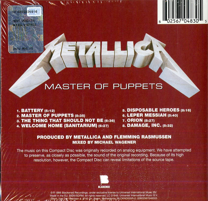 Metallica - Master Of Puppets (Remastered) Cd 0602567048305