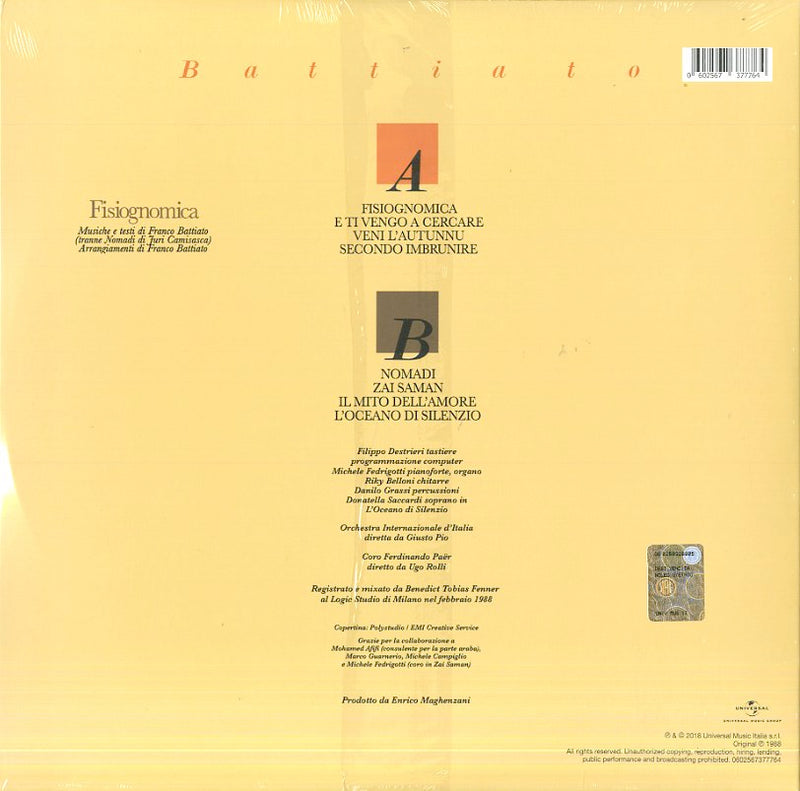 Battiato Franco - Fisiognomica Lp 0602567377764