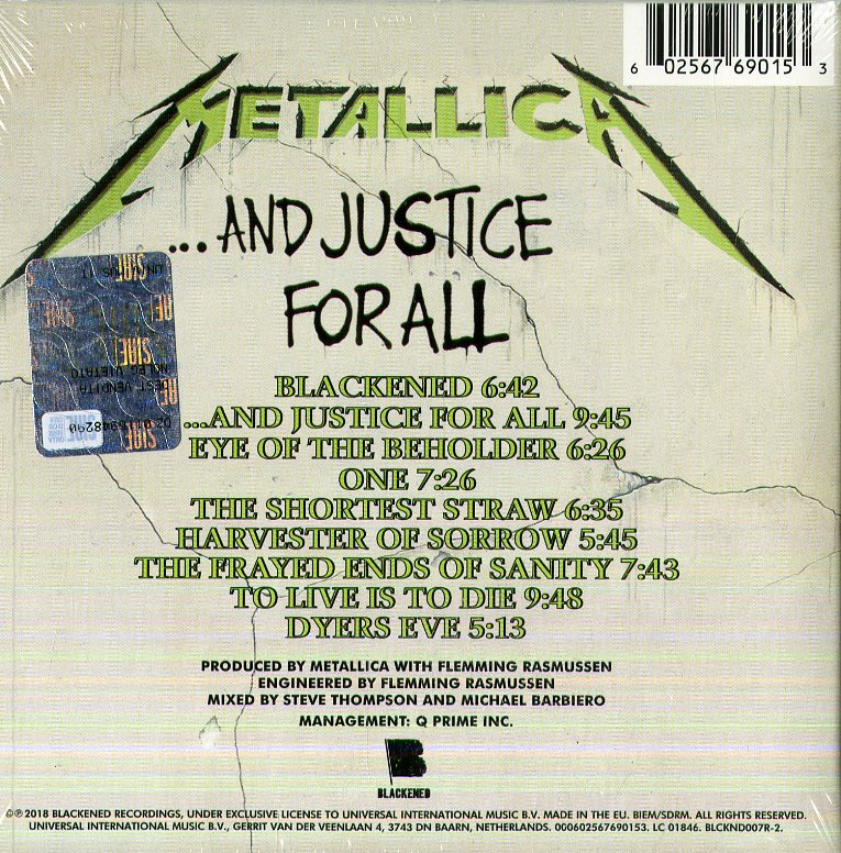 Metallica - ...And Justice For All (30Th Anniversary Rimasterizzato) Cd 0602567690153