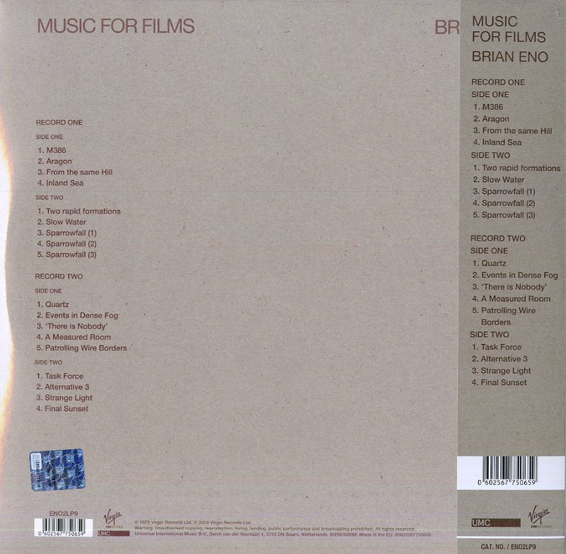 Eno Brian - Music For Films (Rimasterizzato 180 Gr. Limited Edt. Gatefold E Download Voucher Lp 0602567750659