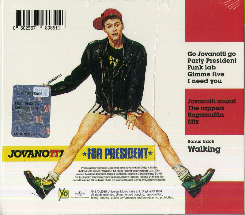 Jovanotti - Jovanotti For President (30Th Anniversary Edt. Remastered 2018 Con Bonus Track) Cd 0602567898511