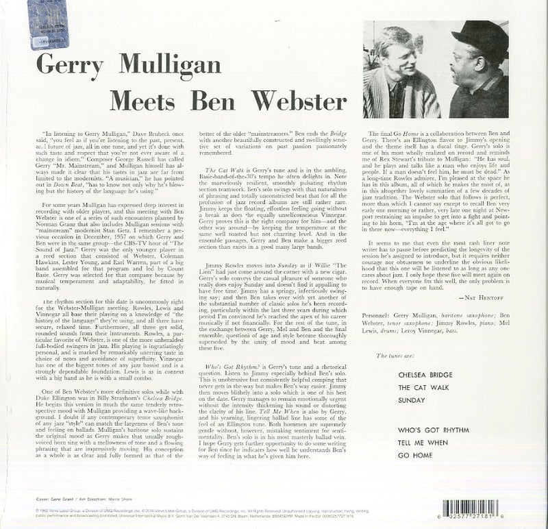 Mulligan Gerry & Webster Ben - Gerry Mulligan Meets Ben Webster Lp 0602577271816