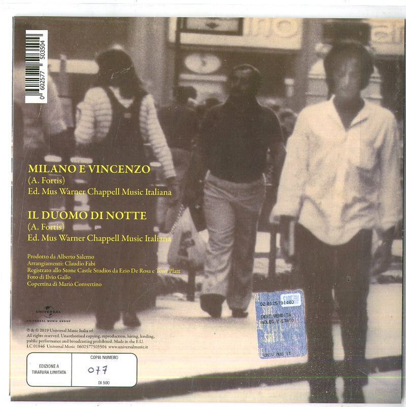 Fortis Alberto - Milano E Vincenzo, Il Duomo Di Notte (Rsd 2019) (7" Vinile Giallo Numerato) Lp 0602577503504
