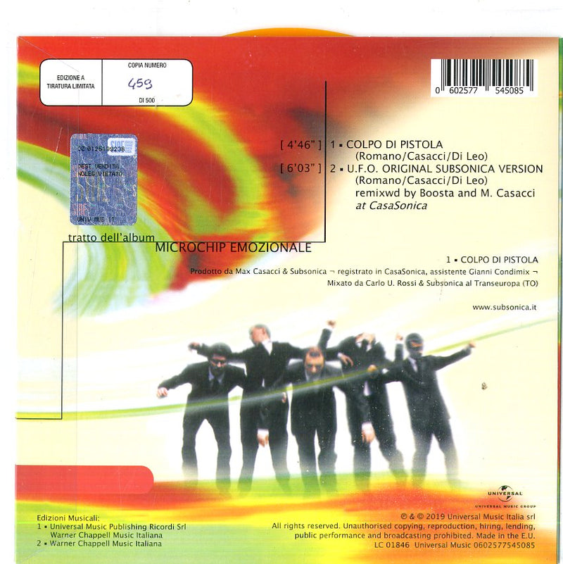 Subsonica - Colpo Di Pistola, Ufo (Rsd 2019) (20Th Anniversary 7" Vinile Arancione Numerato) Vinile LP - Vinyl record 0602577545085