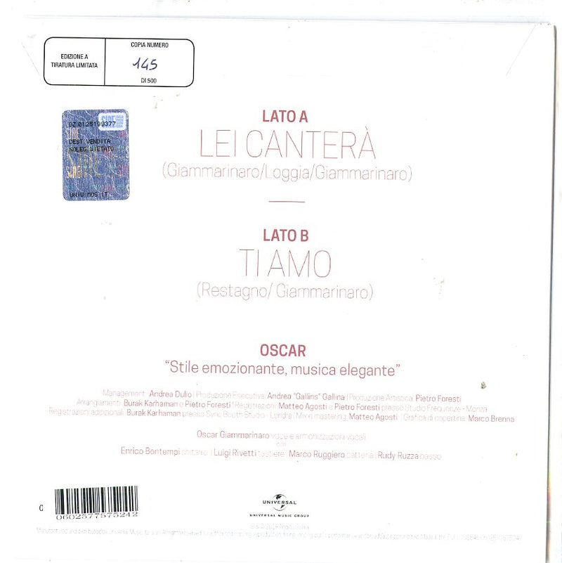 Oscar (Statuto) - Lei Cantera', Ti Amo (Rsd 2019) (7" Vinile Bianco Numerato) Vinile LP - Vinyl record 0602577575242