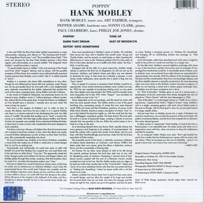 Mobley Hank - Poppin' Vinile LP - Vinyl record 0602577912726