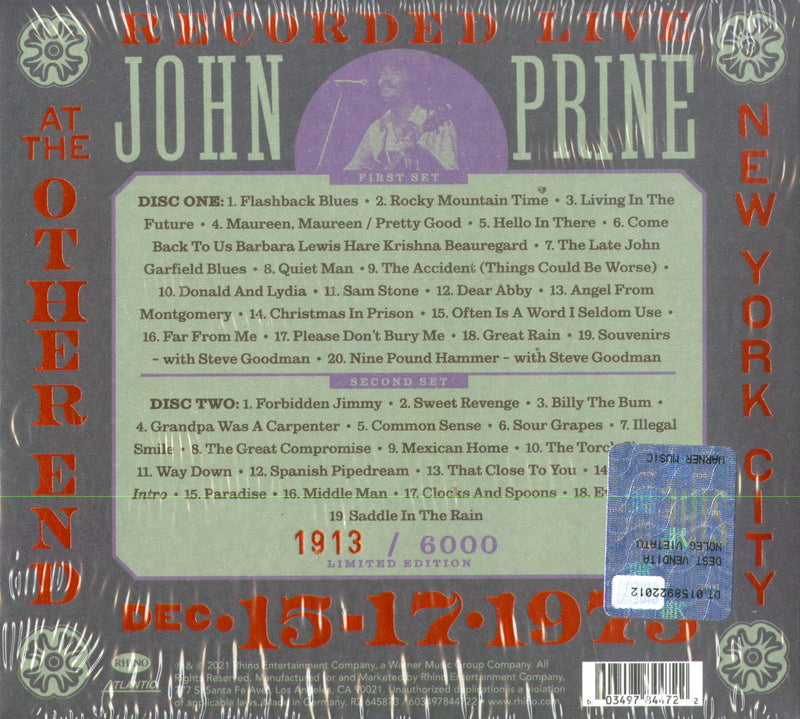 Prine John - Live At The Other End, December 1975 Rsd 21 Cd 0603497844722