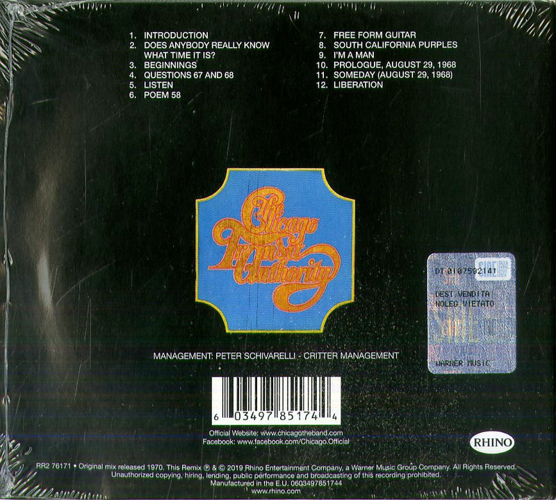 Chicago - Chicago Transit Authority (50Th Anniversry Remix) Cd 0603497851744