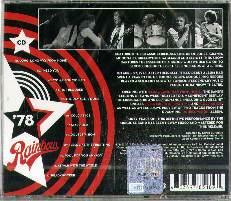 Foreigner - Live At The Rainbow '78 Cd 0603497851898