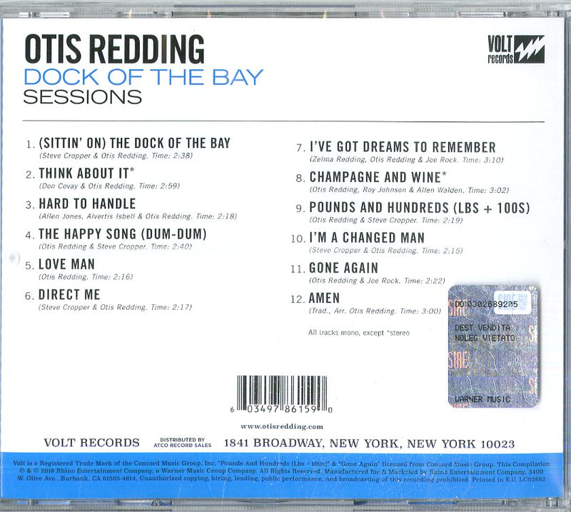 Redding Otis - Dock Of The Bay Sessions Cd 0603497861590