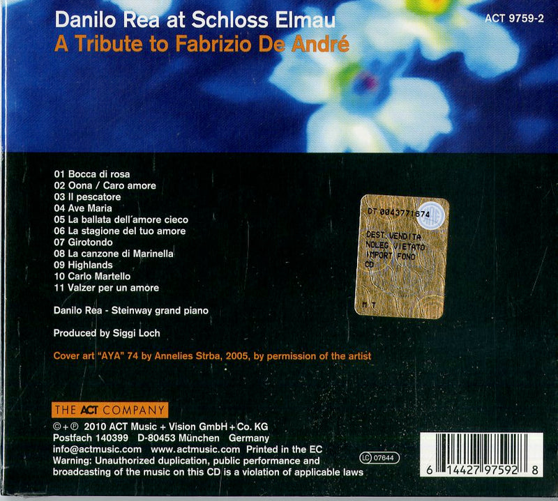 Rea Danilo - A Tribute To Fabrizio De Andre' Cd 0614427975928