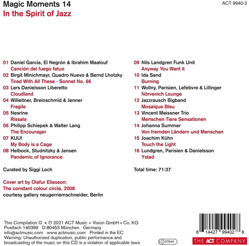 Compilation - Magic Moments 14 - In The Spirit Of Jazz (Digipack) Cd 0614427994028