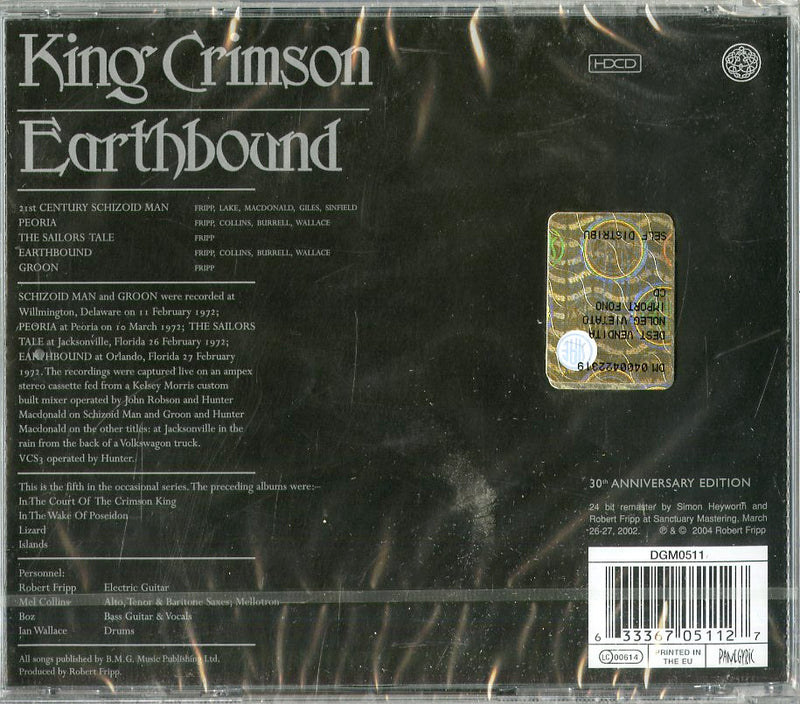 King Crimson - Earthbound Cd 0633367051127