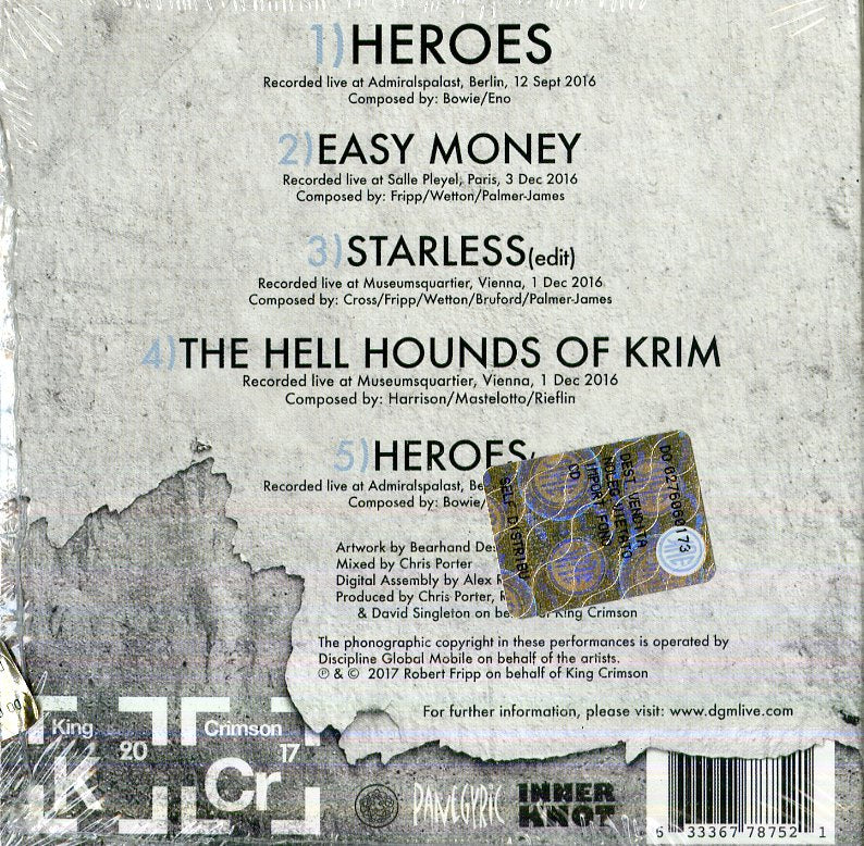 King Crimson - Heroes Live In Europe 2016 (Ep) Cd 0633367787521