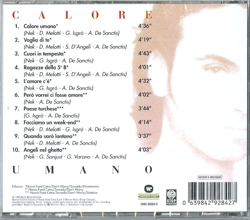 Nek - Calore Umano Cd 0639842928427